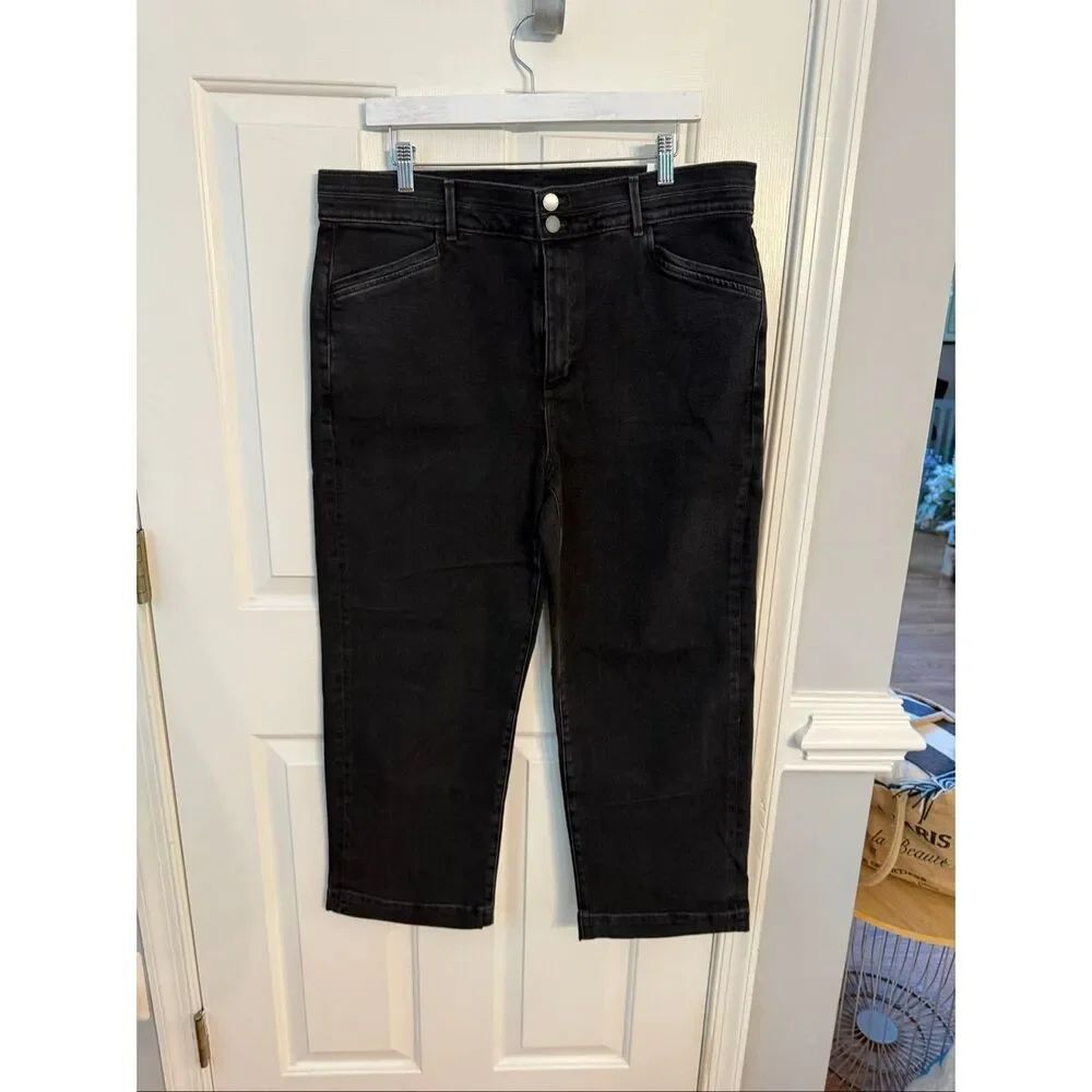 Ann Taylor The Easy Straight Crop High Rise Black Jeans sz 16 NWT